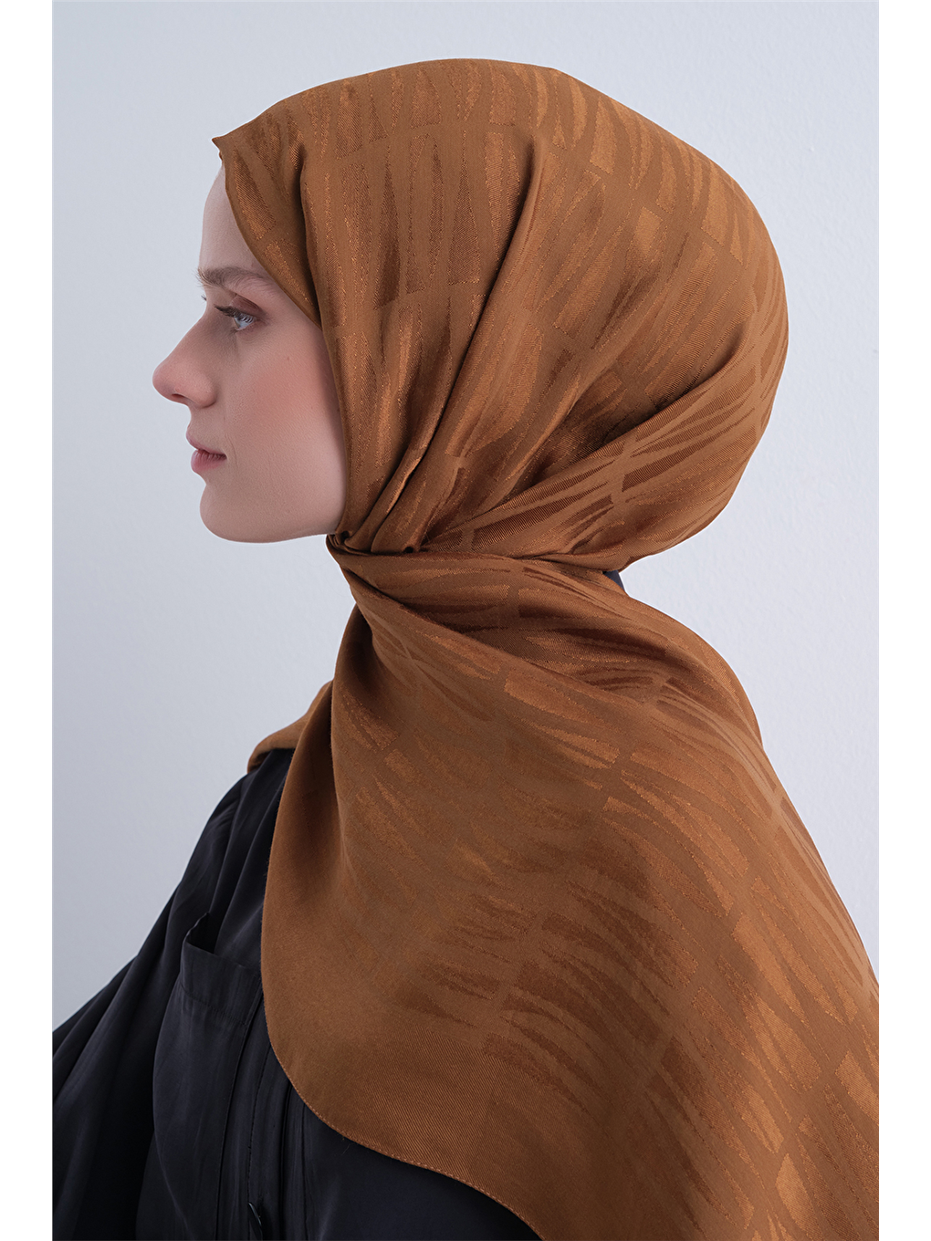 Kahverengi Lyocell Naia Çubuk Desen Şal 3 46-3