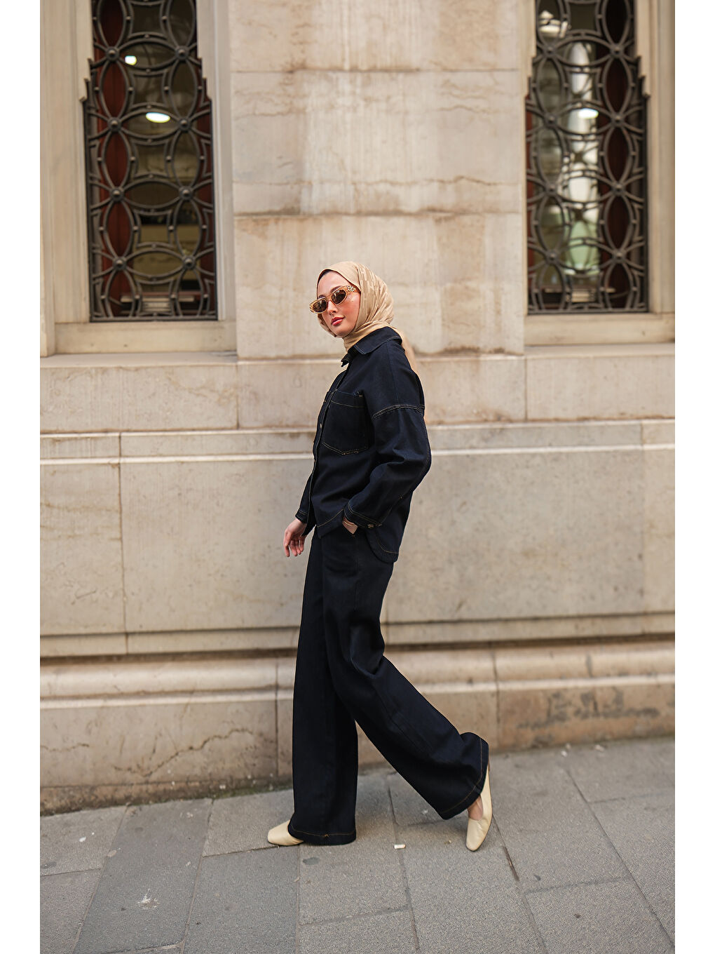 Kadın Cep Detay Jean Takım Koyu Mavi-4