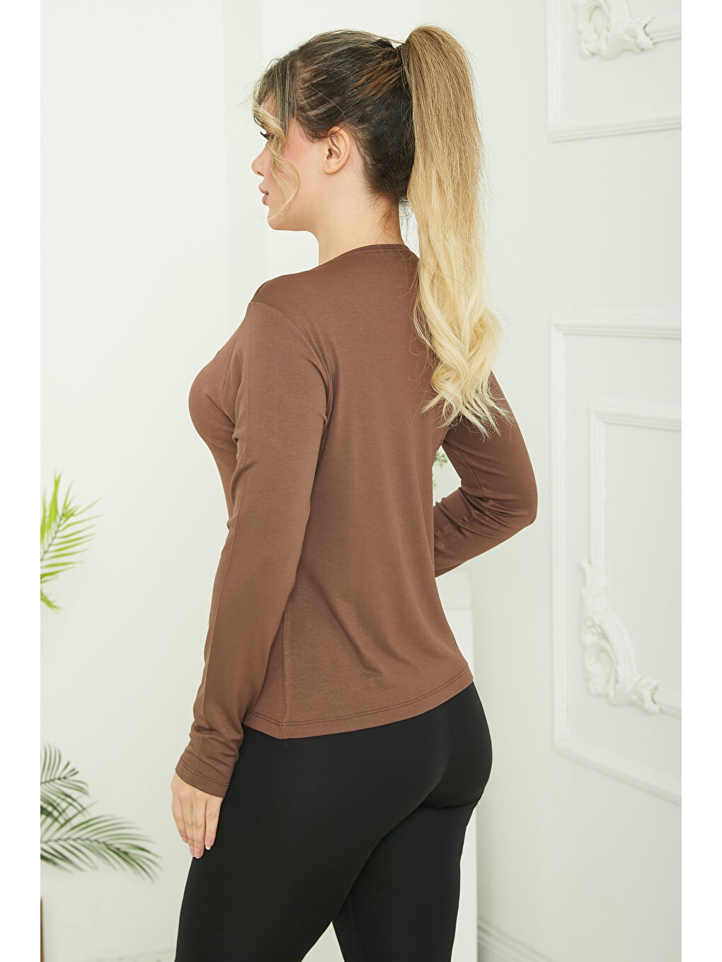 Kahverengi Kare Yaka Viskon Badi Kahve - 26824-4