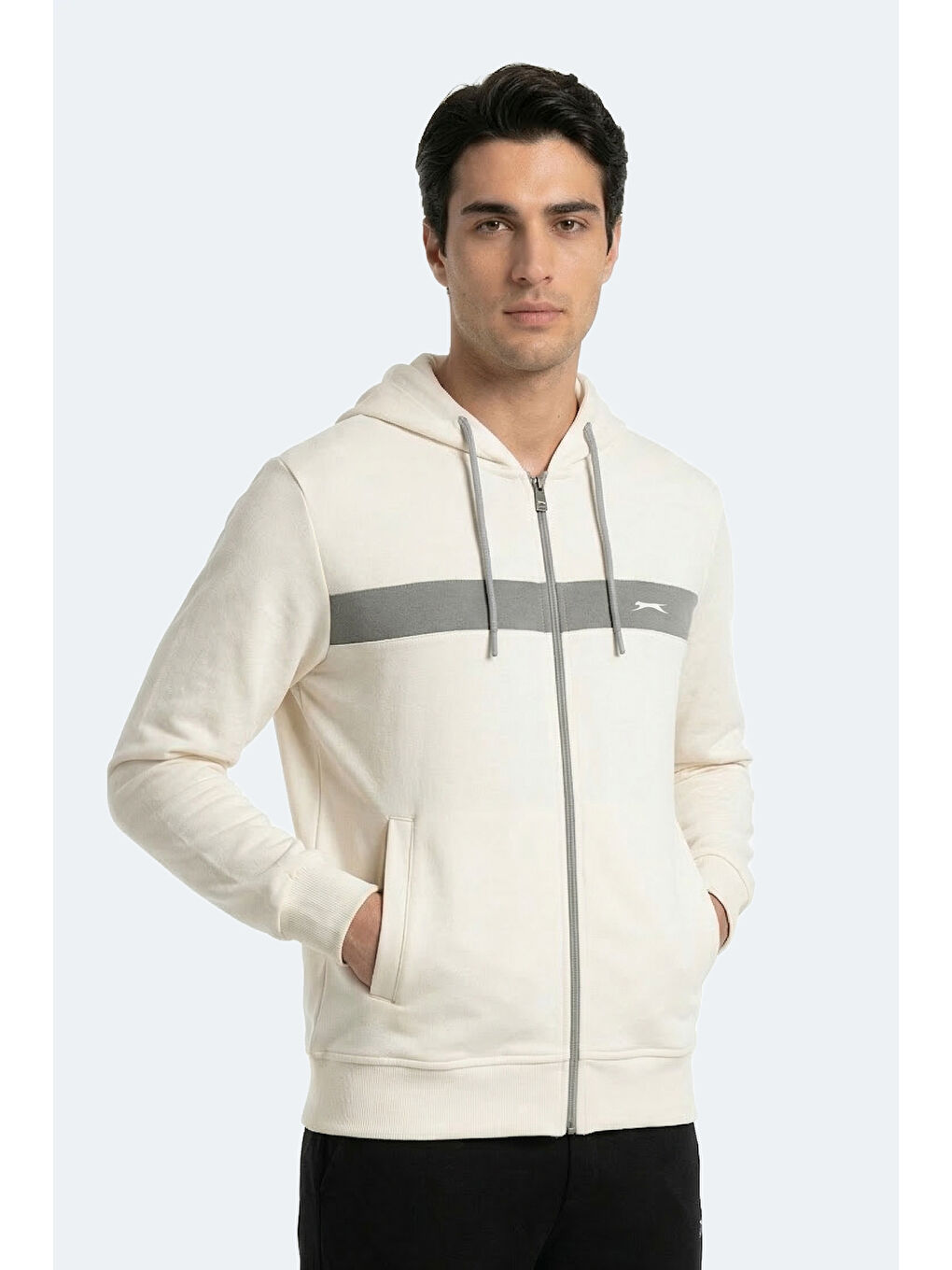 KRALON I Erkek Kapüşonlu Cepli Ekru Sweatshırt-3