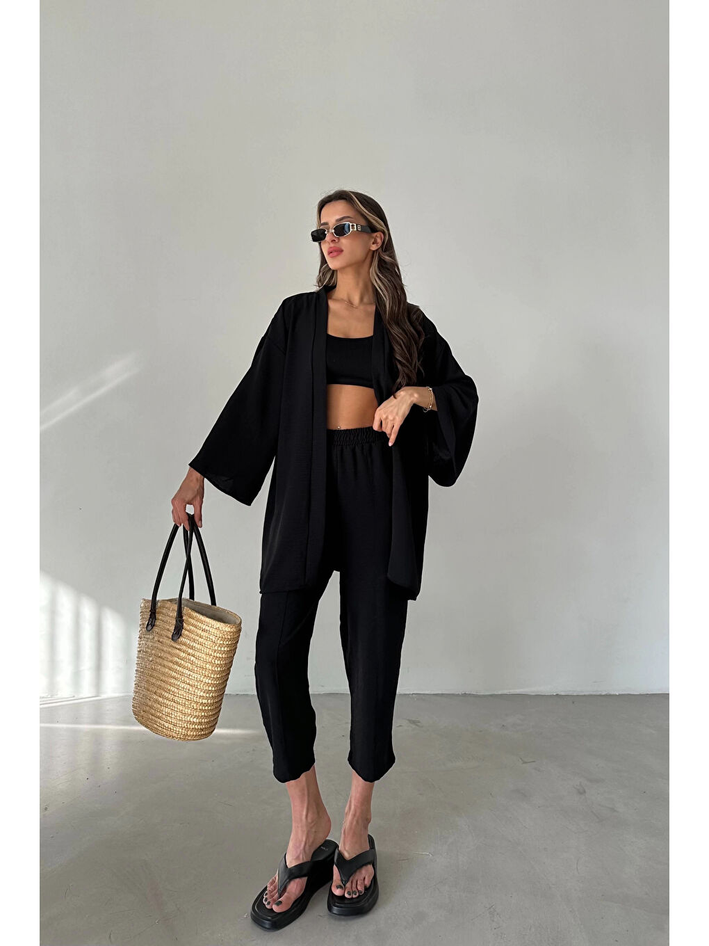 Kadın Siyah Kimono Takım-10