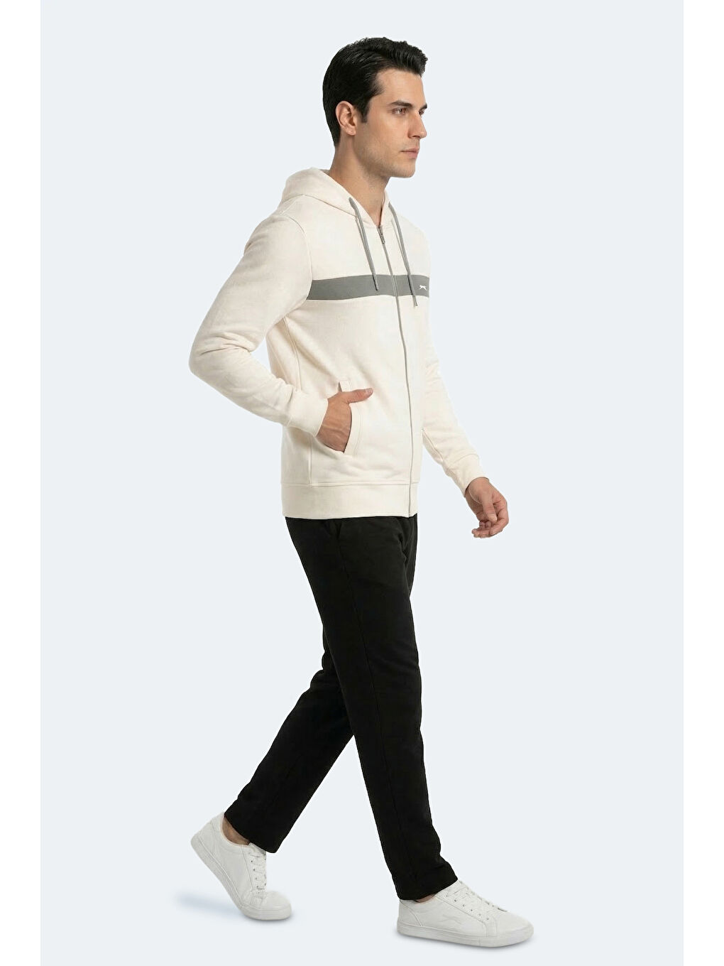 KRALON I Erkek Kapüşonlu Cepli Ekru Sweatshırt-4