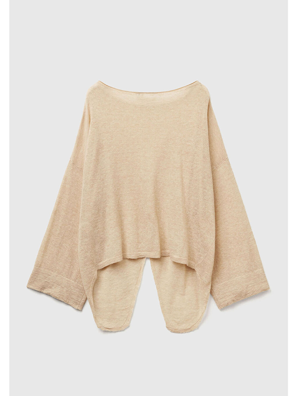 Kadın Ekru Alpaka ve Yün Karışımlı Düğme Detaylı Beli Bağlamalı Kazak-3