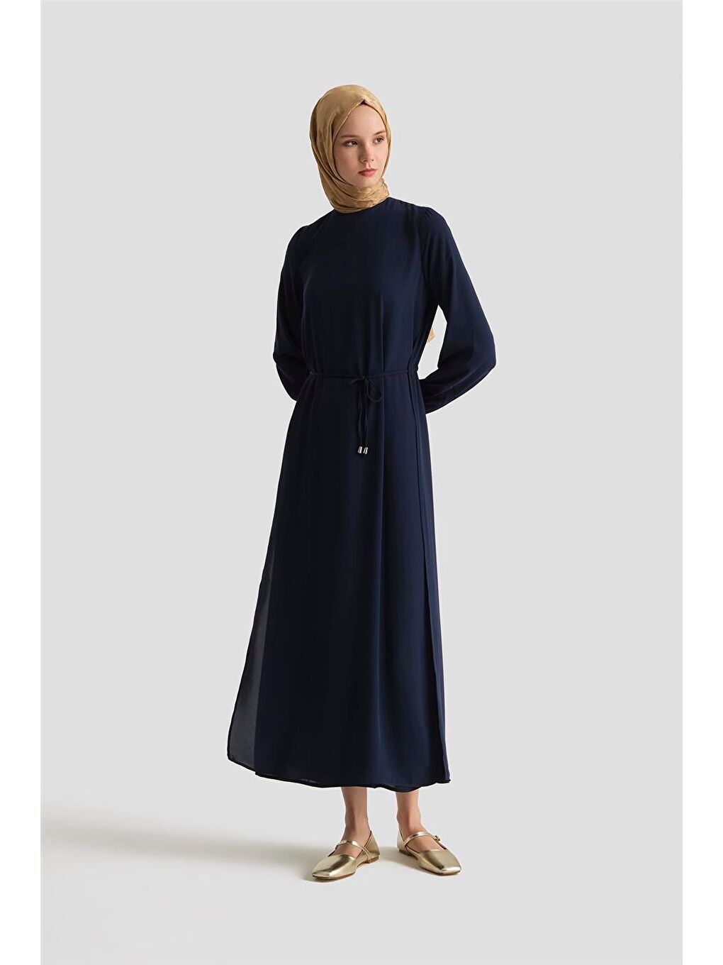 İp Kemerli Elbise 25Yt927 Lacivert