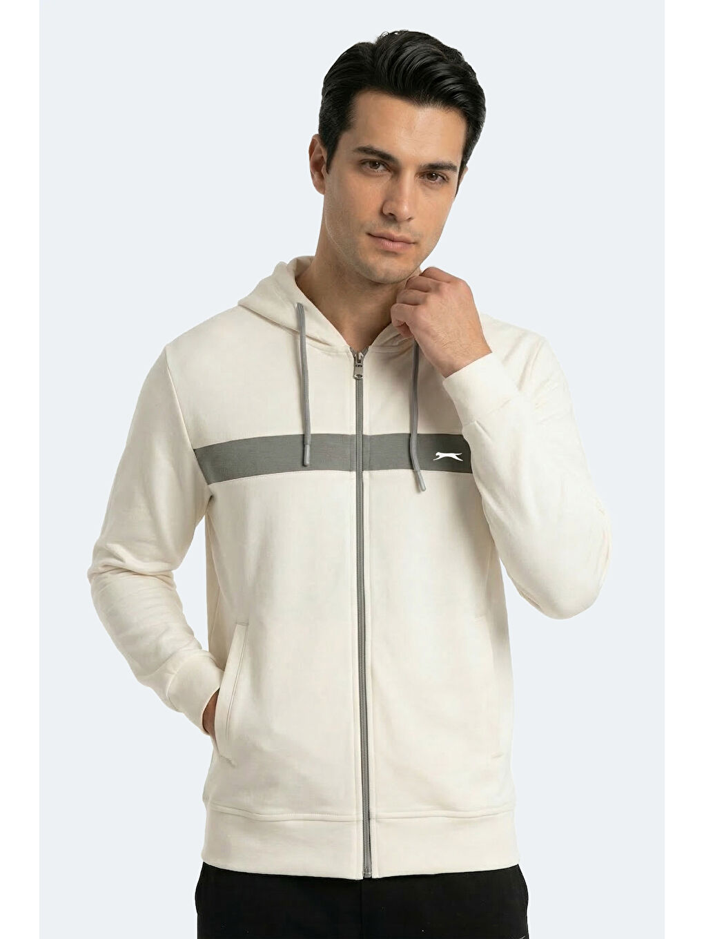 KRALON I Erkek Kapüşonlu Cepli Ekru Sweatshırt-5