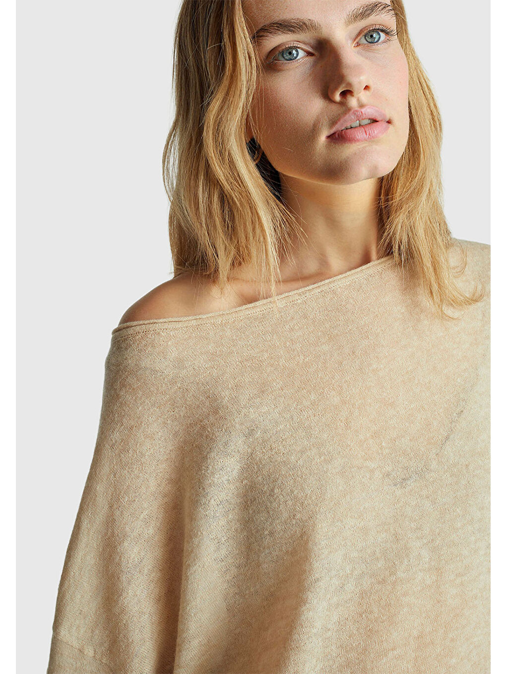 Kadın Ekru Alpaka ve Yün Karışımlı Düğme Detaylı Beli Bağlamalı Kazak-5