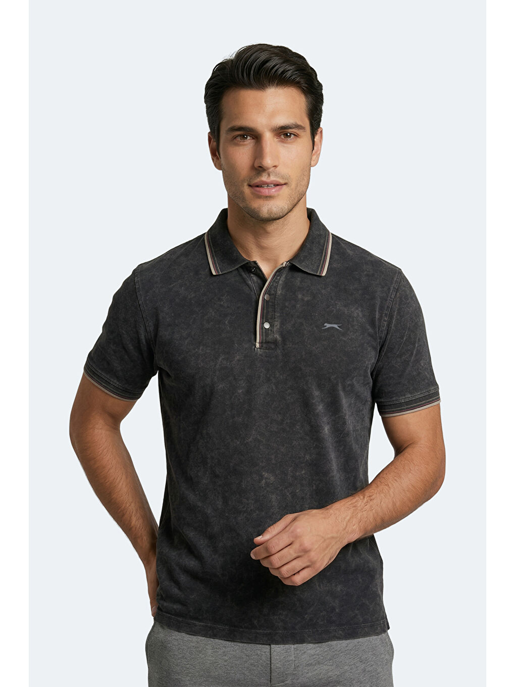 ZALE Erkek Polo Yaka Siyah Tişört-3