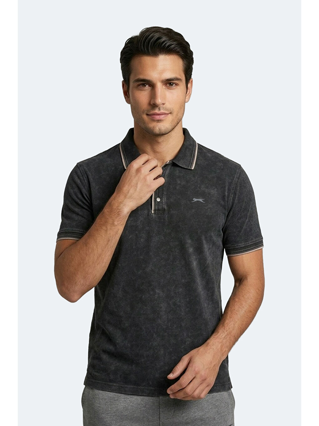 ZALE Erkek Polo Yaka Siyah Tişört-5