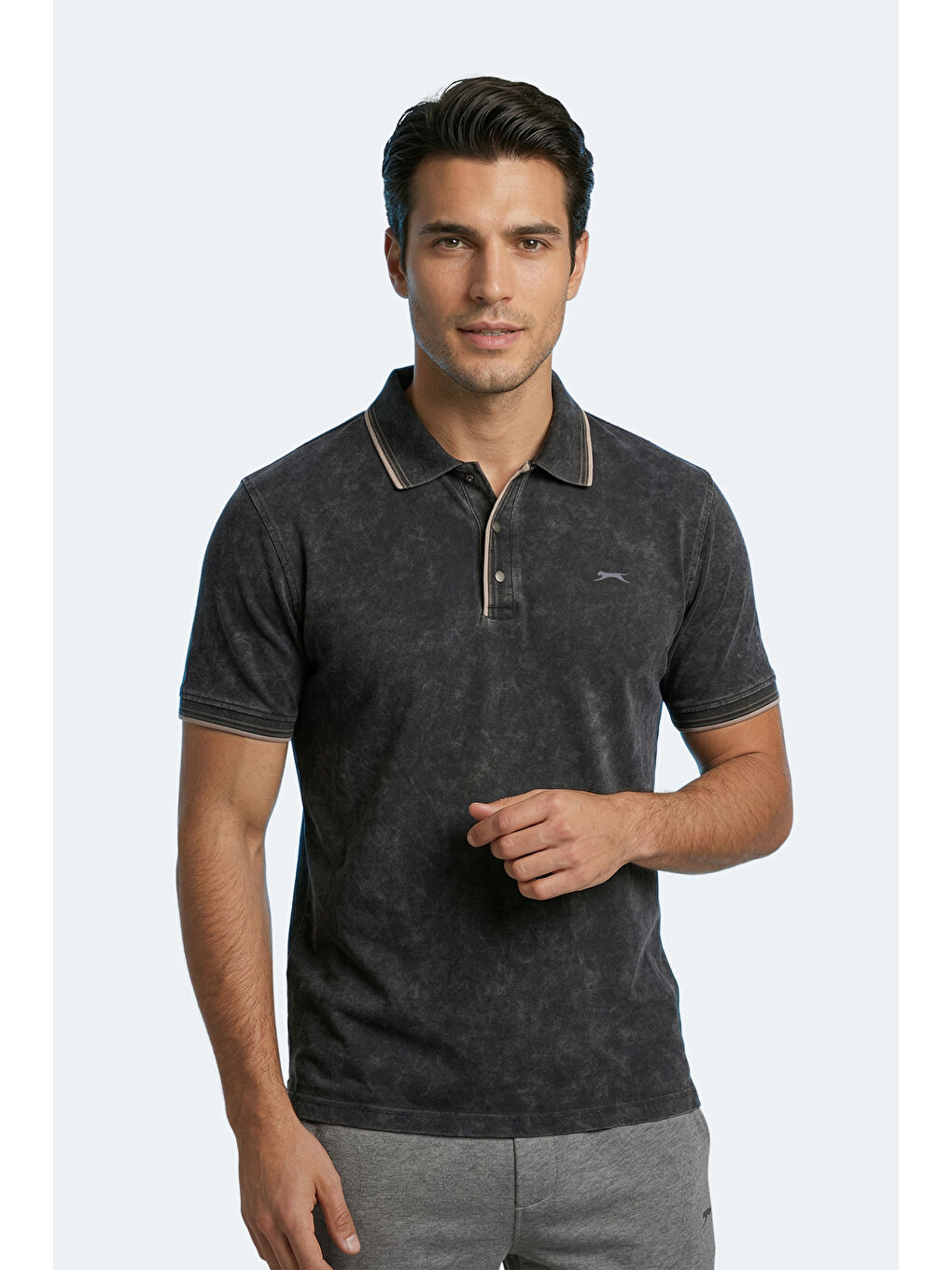 ZALE Erkek Polo Yaka Siyah Tişört-6