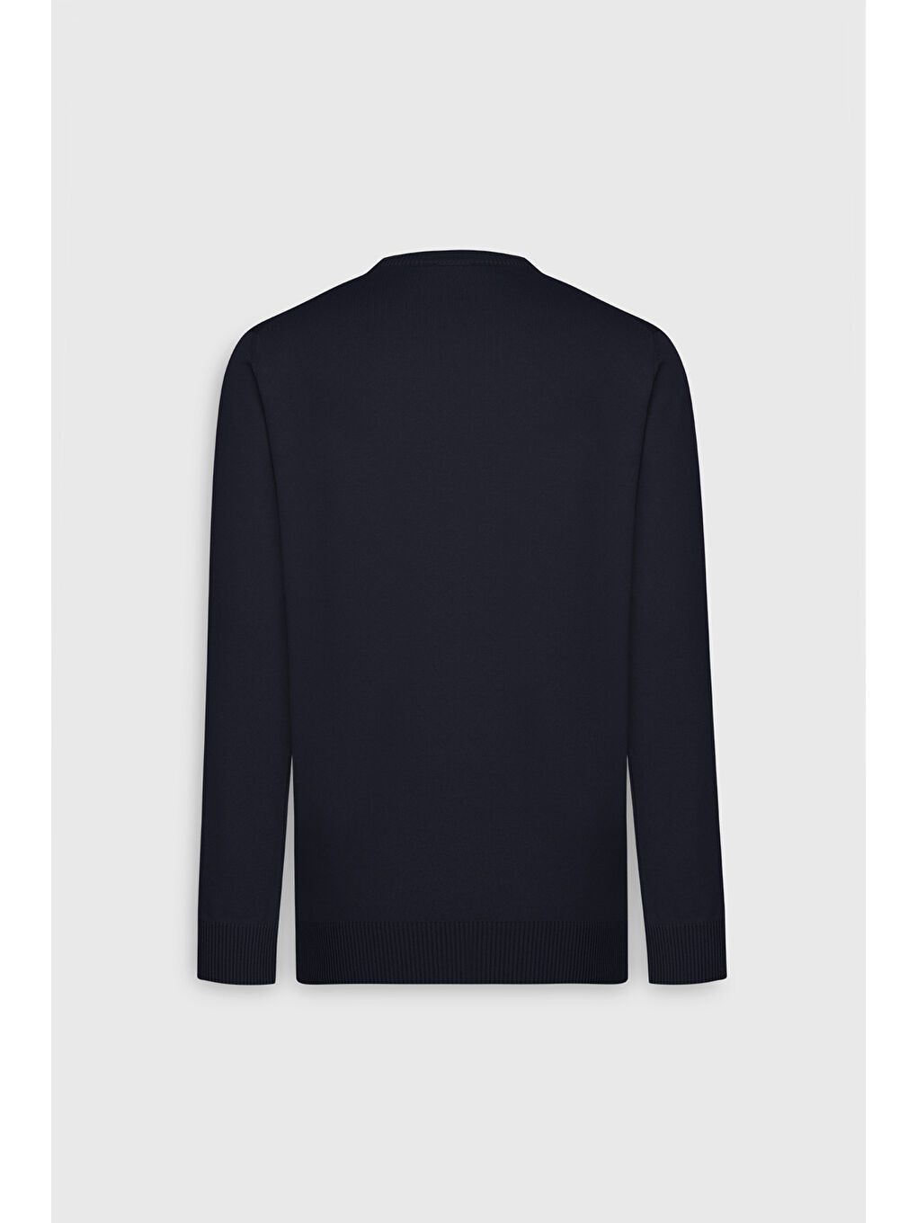 Erkek Lacivert Pamuklu Standart Fit Normal Kesim Bisiklet Yaka Triko Kazak-8