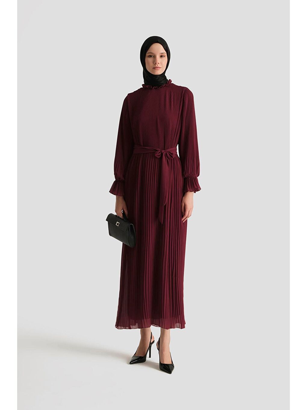 Piliseli Elbise 25Yd4235 Bordo-2
