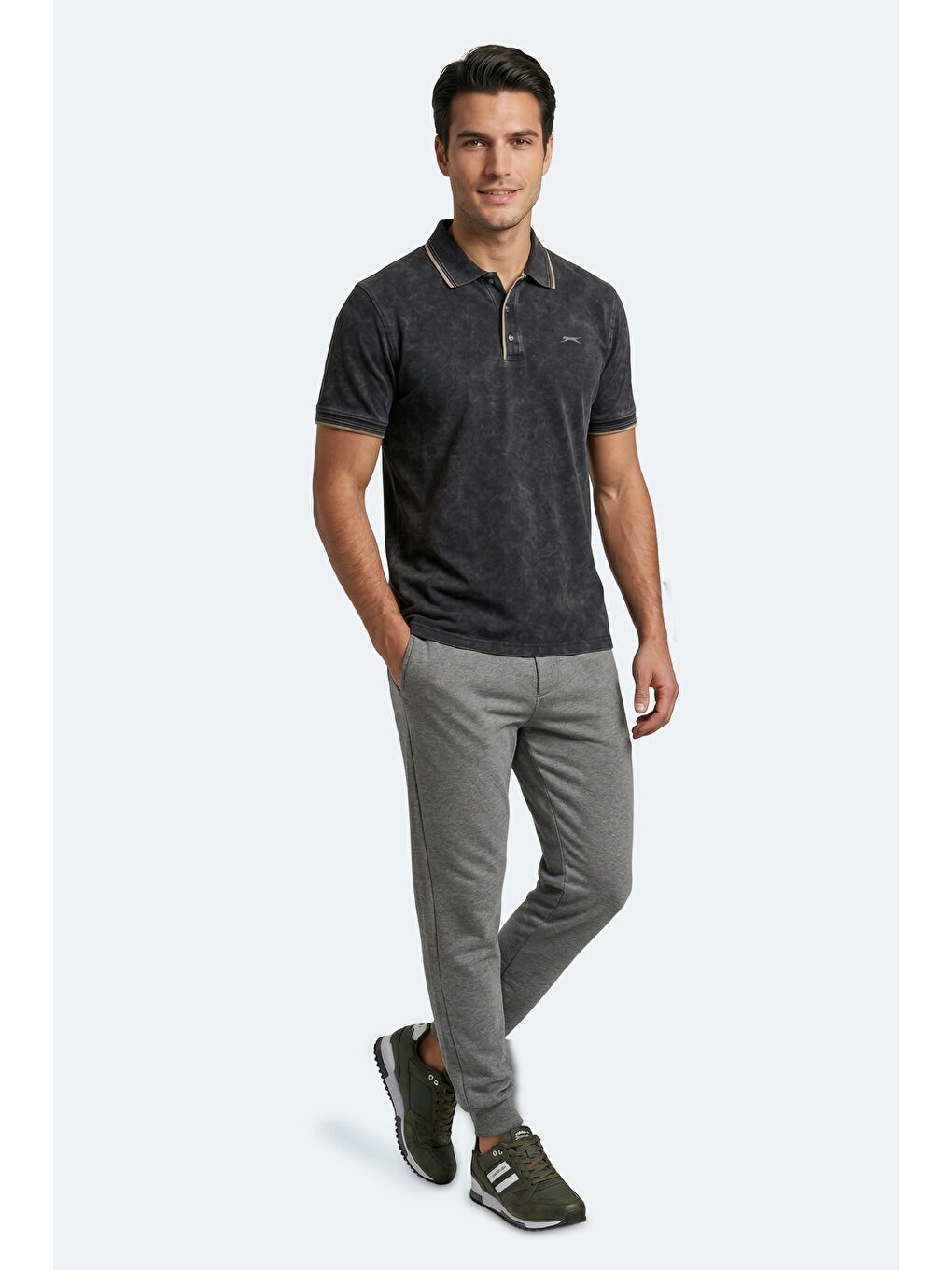 ZALE Erkek Polo Yaka Siyah Tişört-7