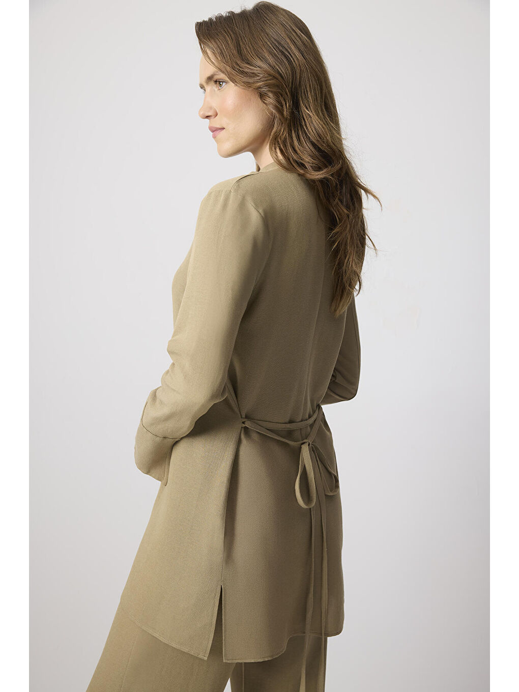 Haki Belden Bağlamalı Doğal Dokulu Takım-1