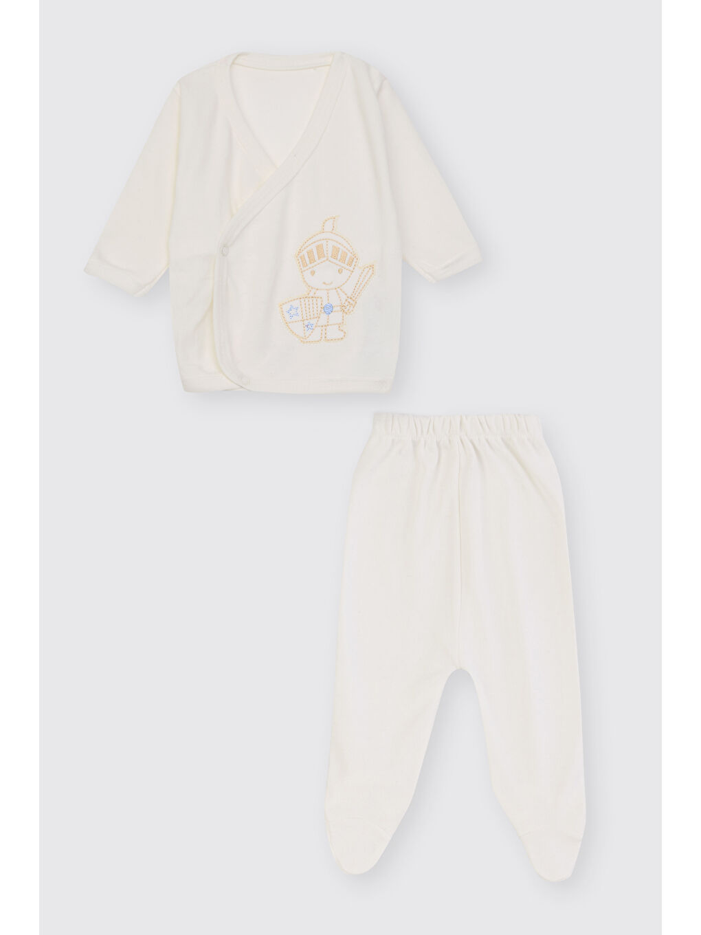 Yenidoğan At Detaylı Ekru 10'lu Hastane Çıkış Seti-1