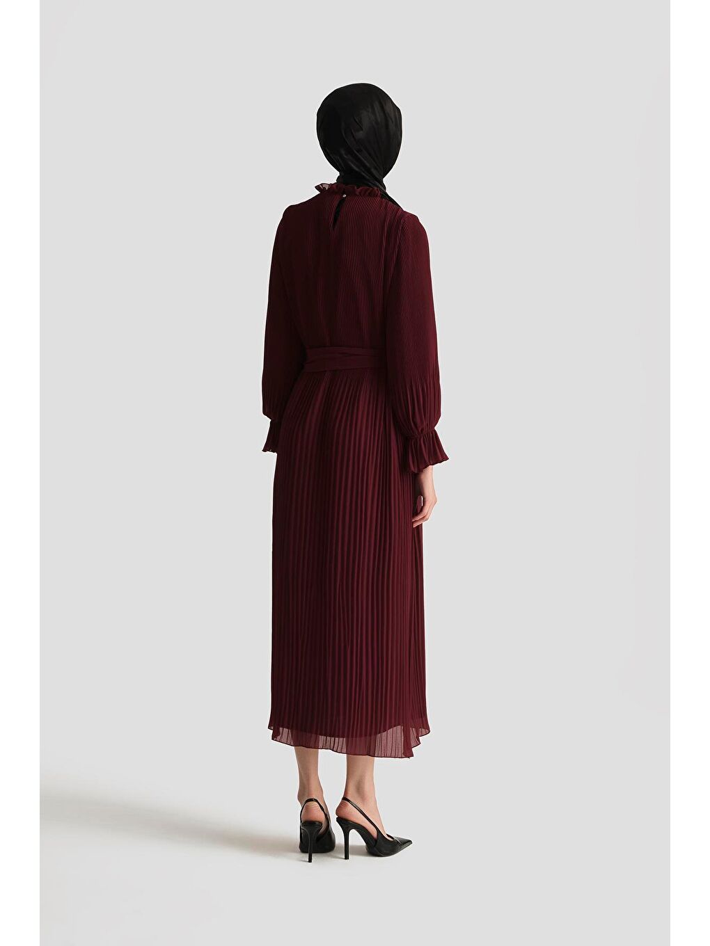 Piliseli Elbise 25Yd4235 Bordo-4