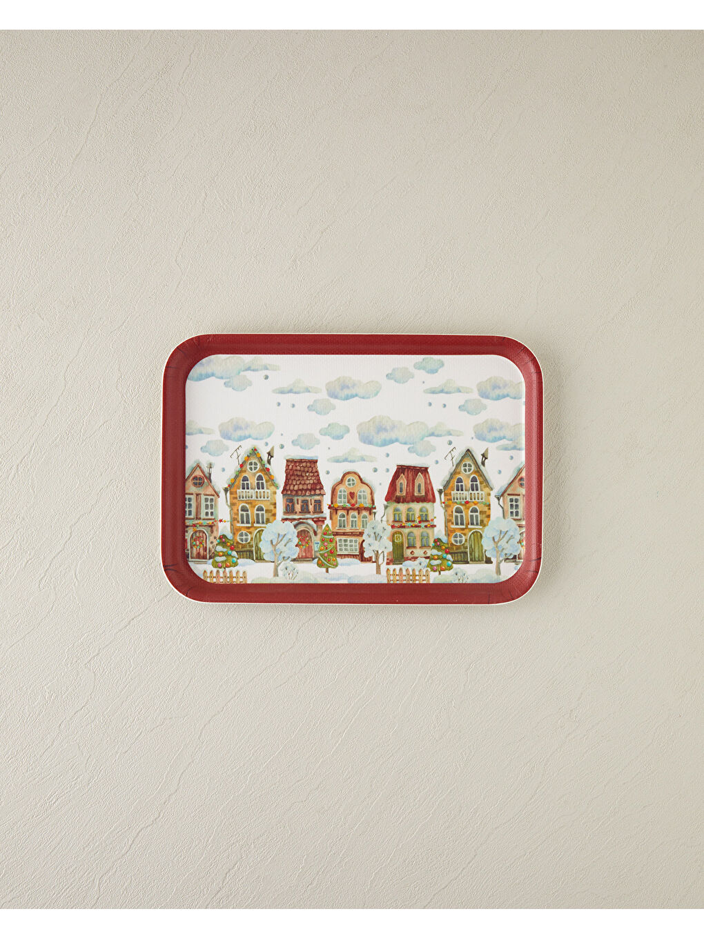 Snowy Melamin Kaydırmaz Tepsi 27x36 cm Kırmızı - Yeşil-1
