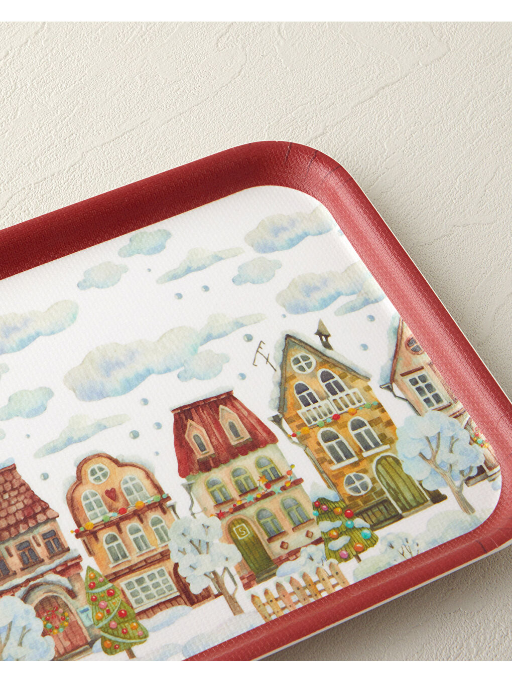 Snowy Melamin Kaydırmaz Tepsi 27x36 cm Kırmızı - Yeşil-2