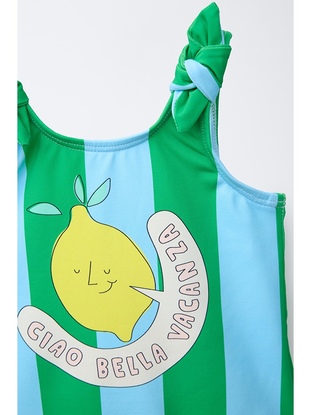 Karışık Limon Baskılı Çizgili Askılı Mayo-1