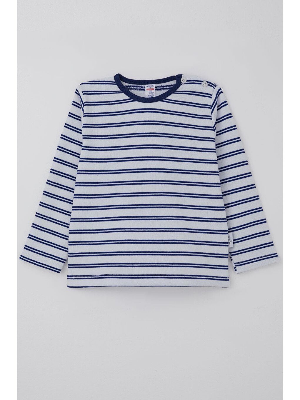 Erkek Bebek Uzun Kollu Tişört Patlı Çizgili Beyaz (9 Ay-3 Yaş)