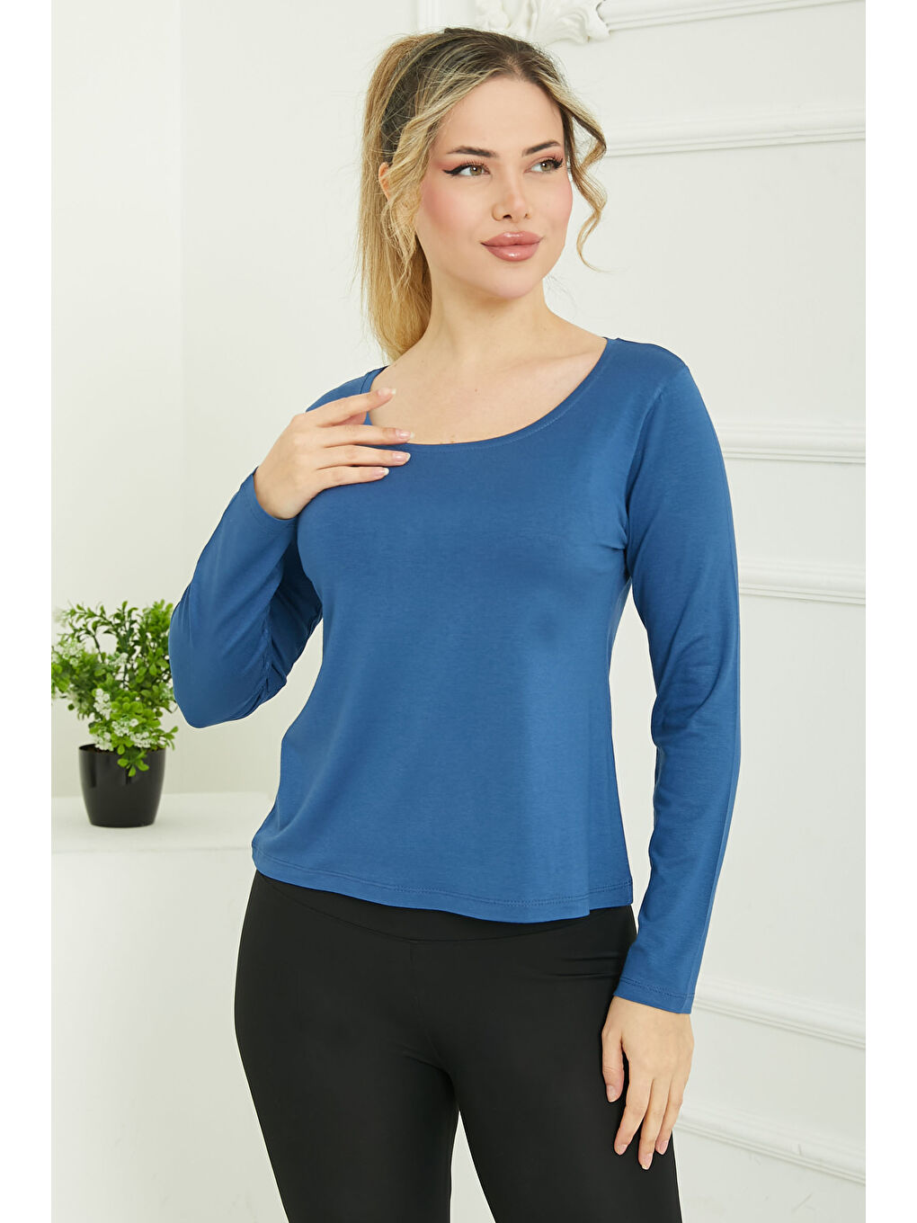 İndigo Kare Yaka Viskon Badi Indigo - 26824