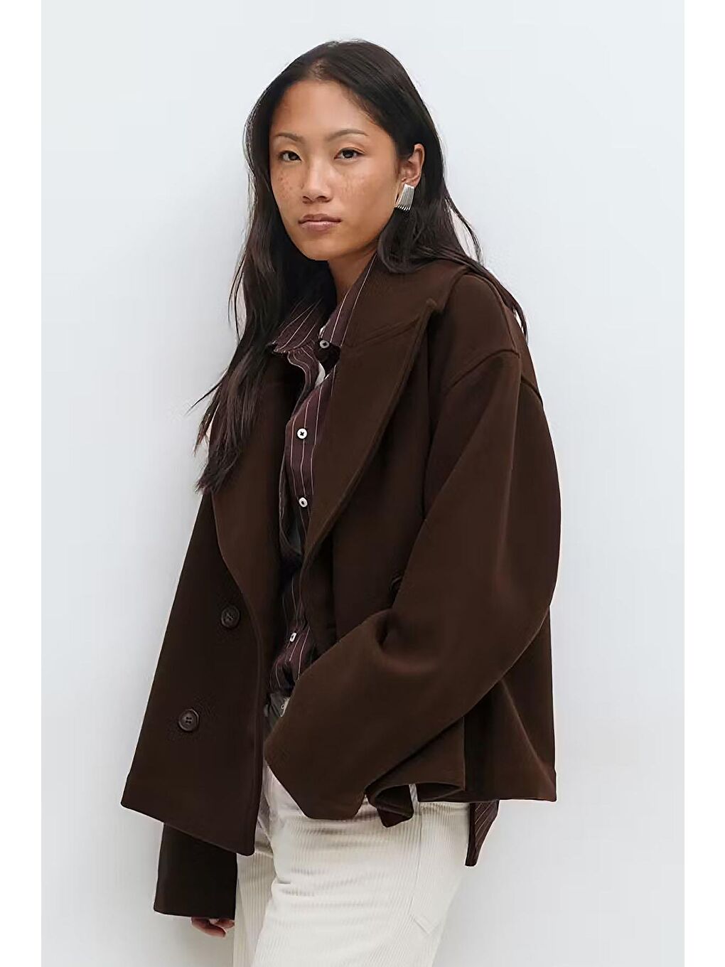 Kahverengi Kısa Kaşe Kadın Kaban Mg2544