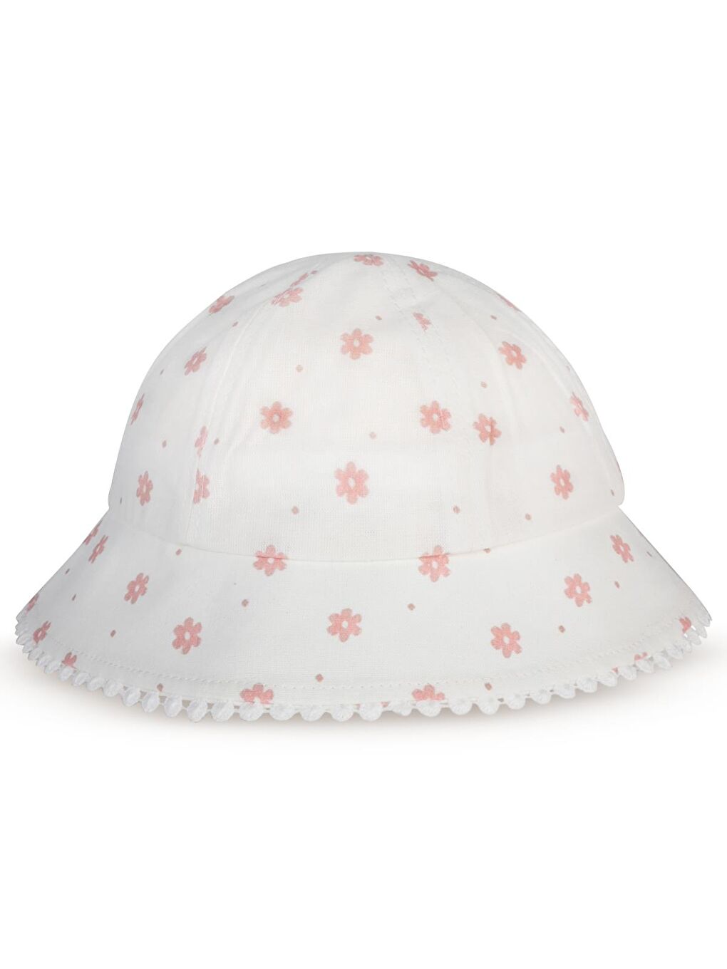 Çiçek Desenli 2-5 Yaş Çocuk Kız Maksi Şapka - Beyaz