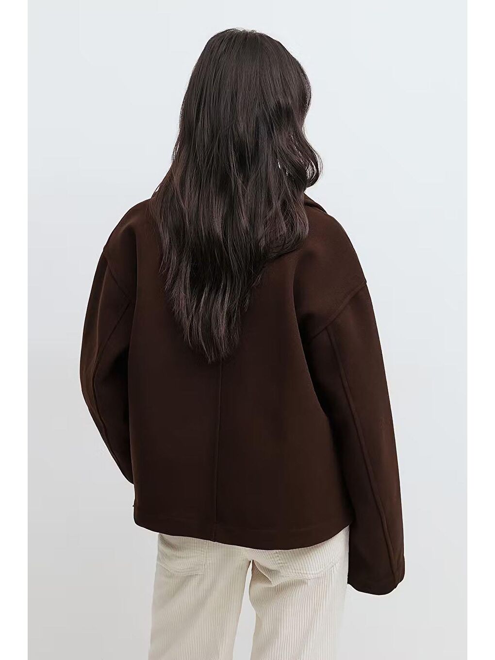 Kahverengi Kısa Kaşe Kadın Kaban Mg2544-1