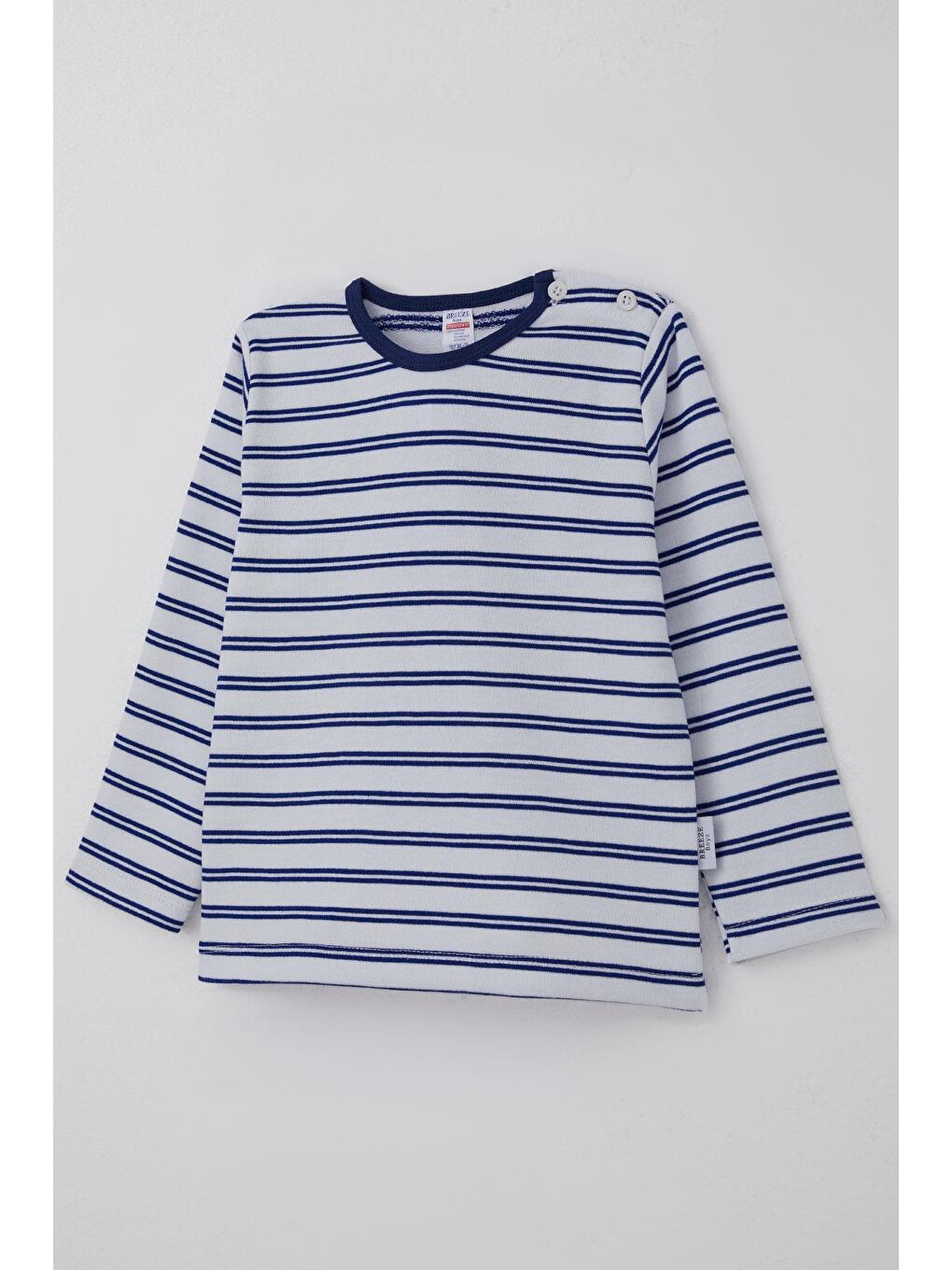 Erkek Bebek Uzun Kollu Tişört Patlı Çizgili Beyaz (9 Ay-3 Yaş)-2