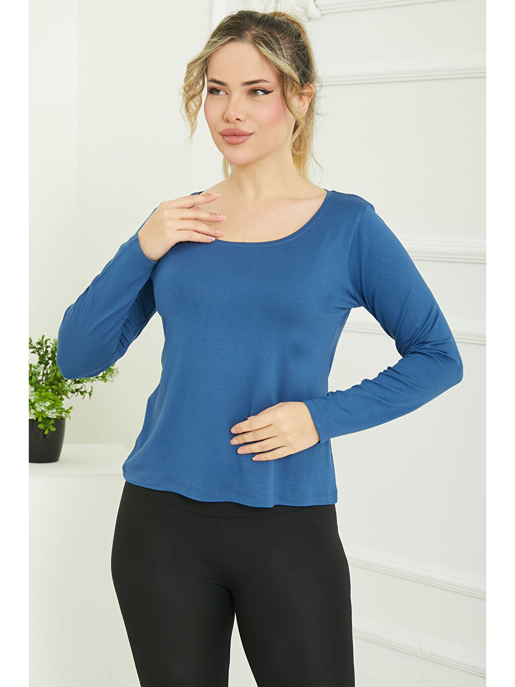 İndigo Kare Yaka Viskon Badi Indigo - 26824-1