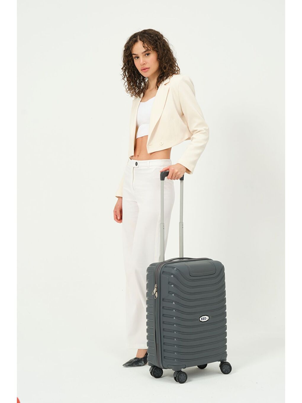 Gri Kabin Boy Füme PP Valiz