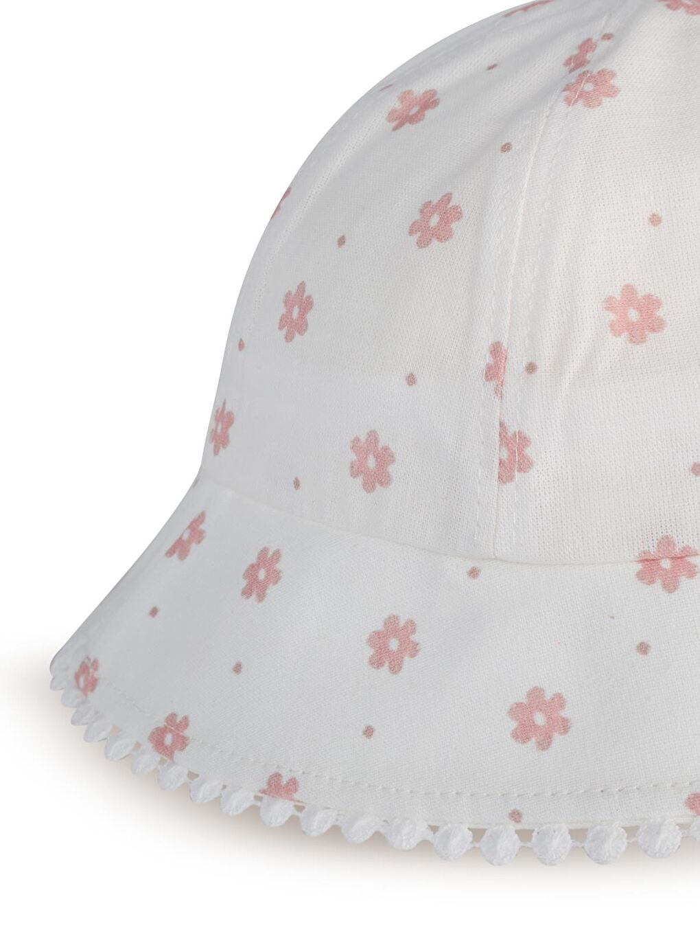 Çiçek Desenli 2-5 Yaş Çocuk Kız Maksi Şapka - Beyaz-1