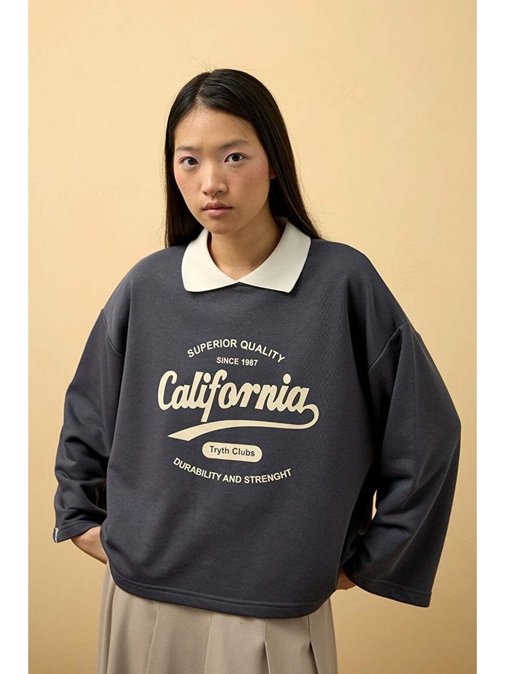 Antrasit California Baskılı 3 İplik-1