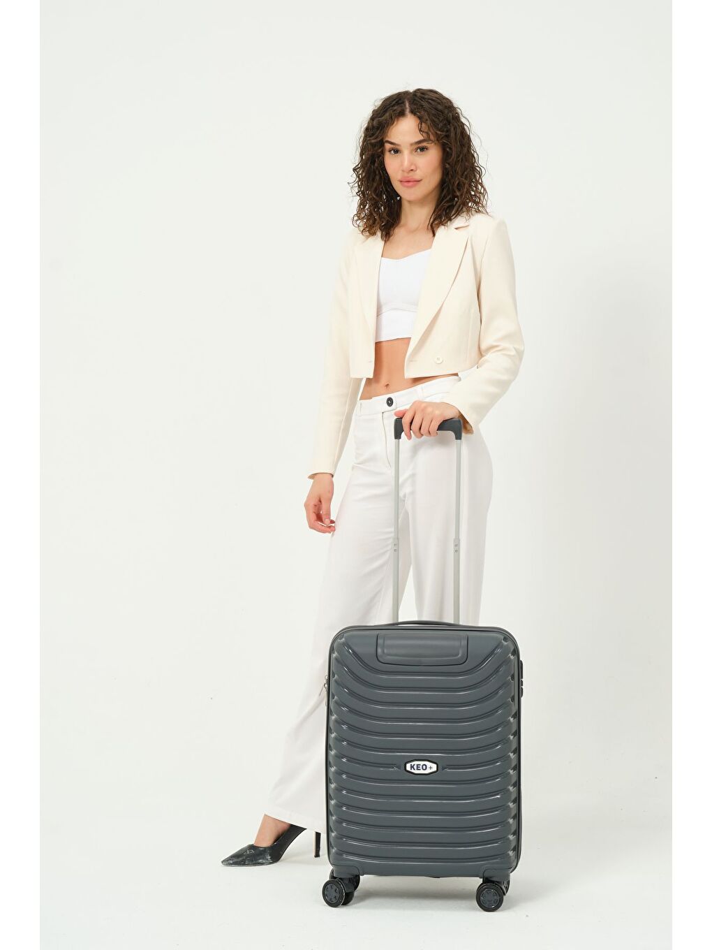 Gri Kabin Boy Füme PP Valiz-1