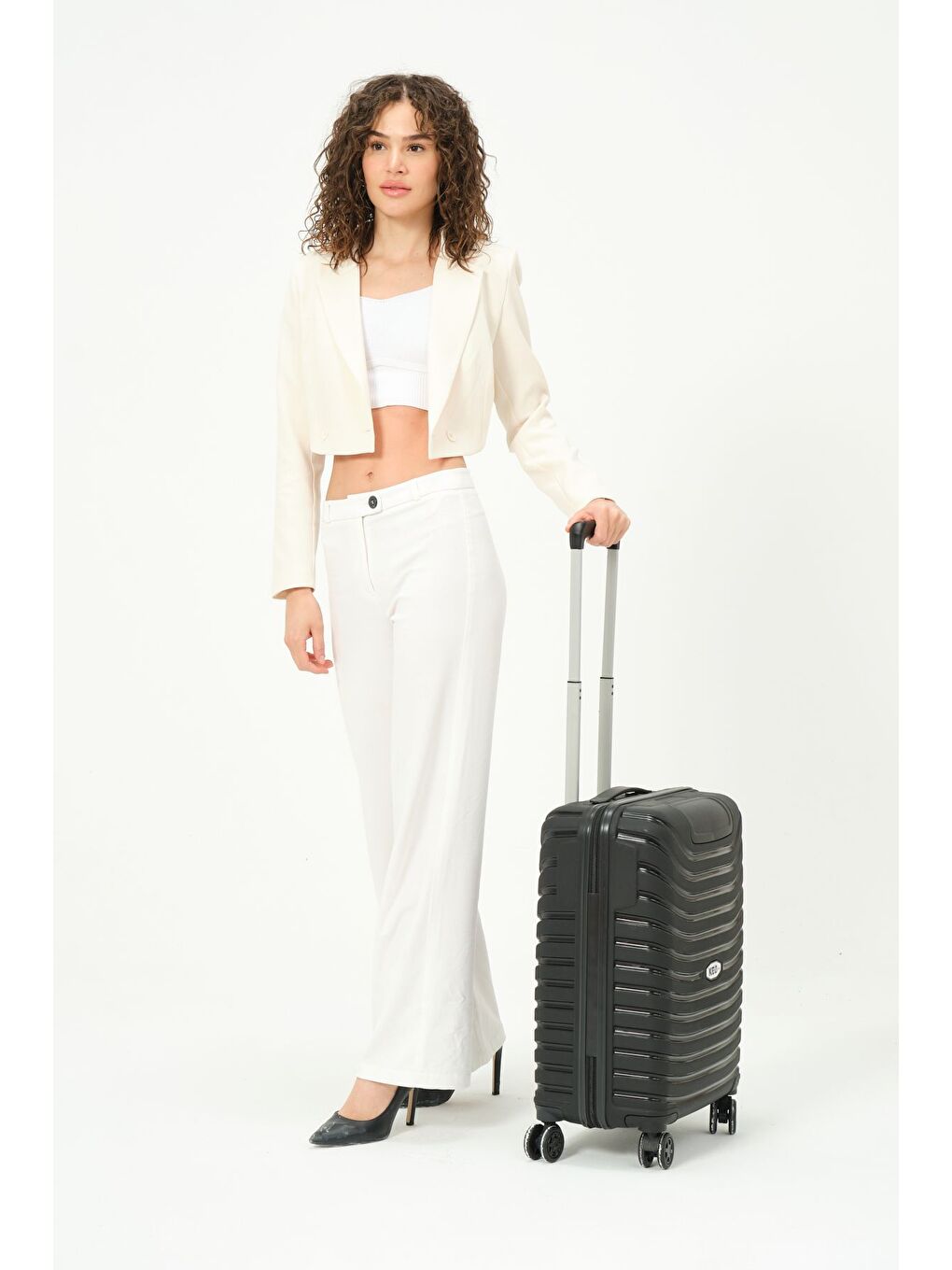 Gri Kabin Boy Füme PP Valiz-2