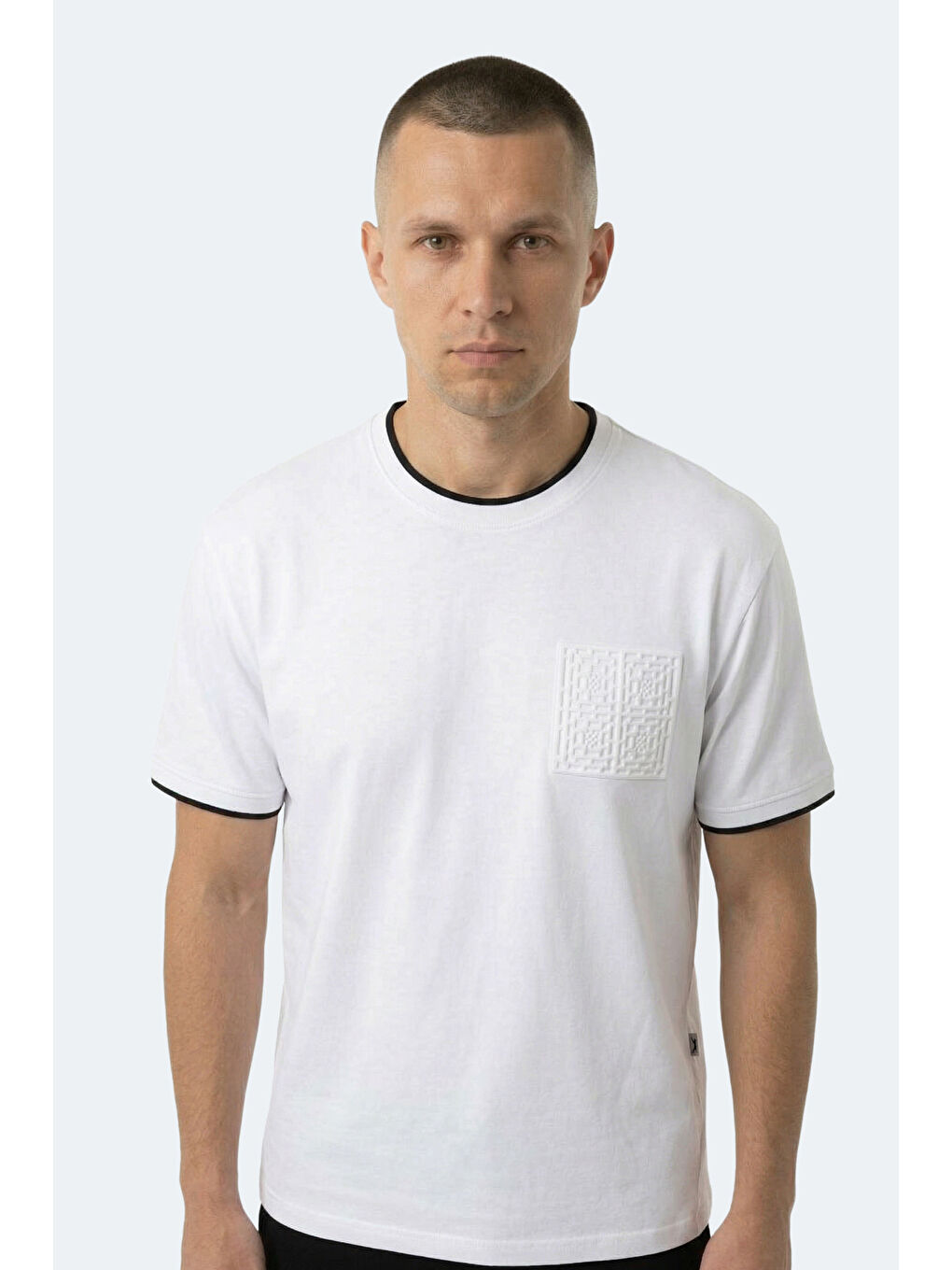 ZAVIER Erkek Pamuklu Beyaz Tişört-4