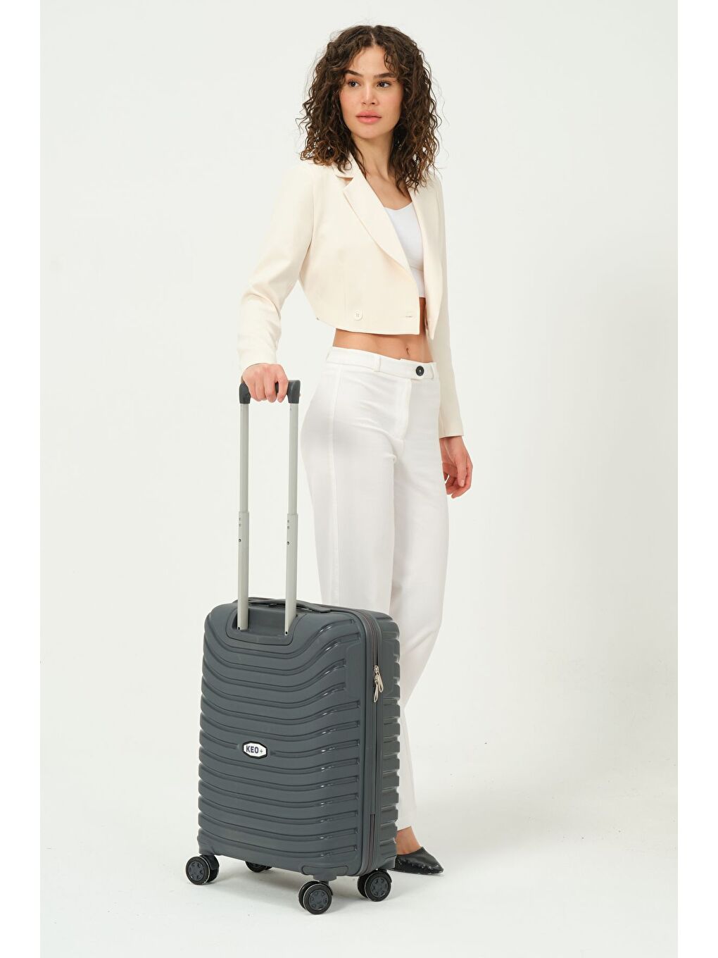 Gri Kabin Boy Füme PP Valiz-4