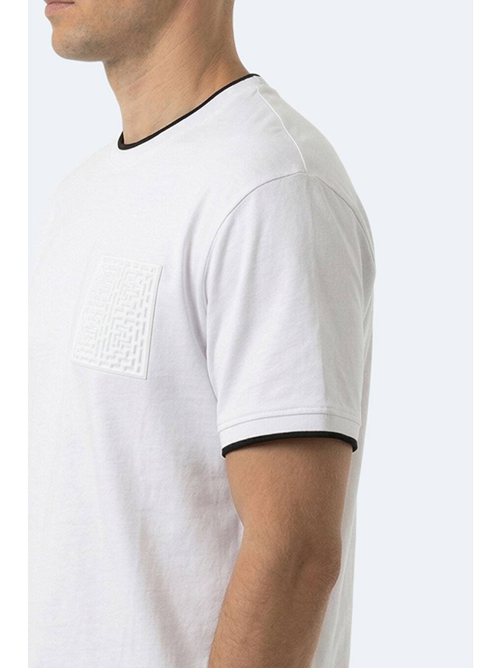 ZAVIER Erkek Pamuklu Beyaz Tişört-5