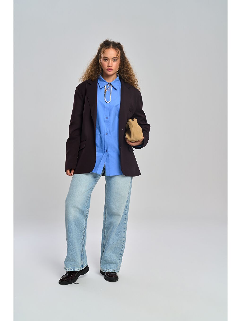 Kahverengi Emma Dikiş Detaylı Acı Kahve Blazer-1