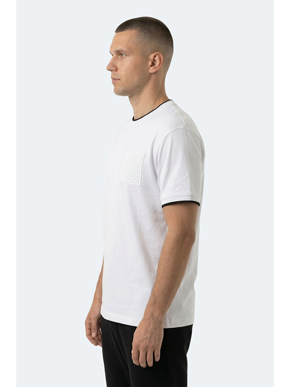 ZAVIER Erkek Pamuklu Beyaz Tişört-6