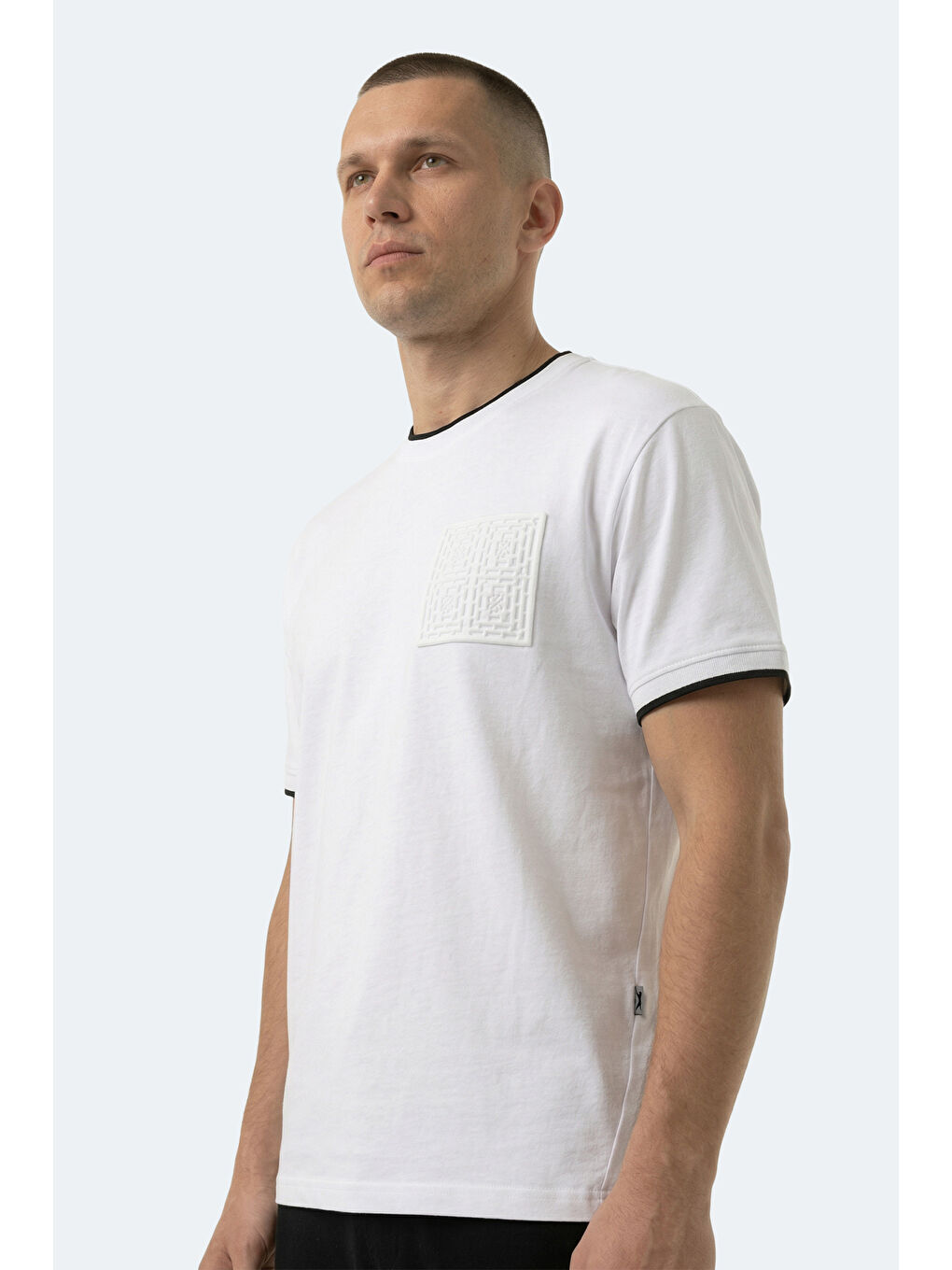 ZAVIER Erkek Pamuklu Beyaz Tişört-7