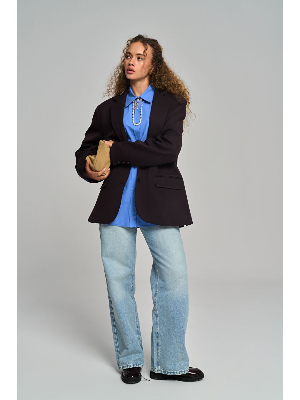 Kahverengi Emma Dikiş Detaylı Acı Kahve Blazer-2