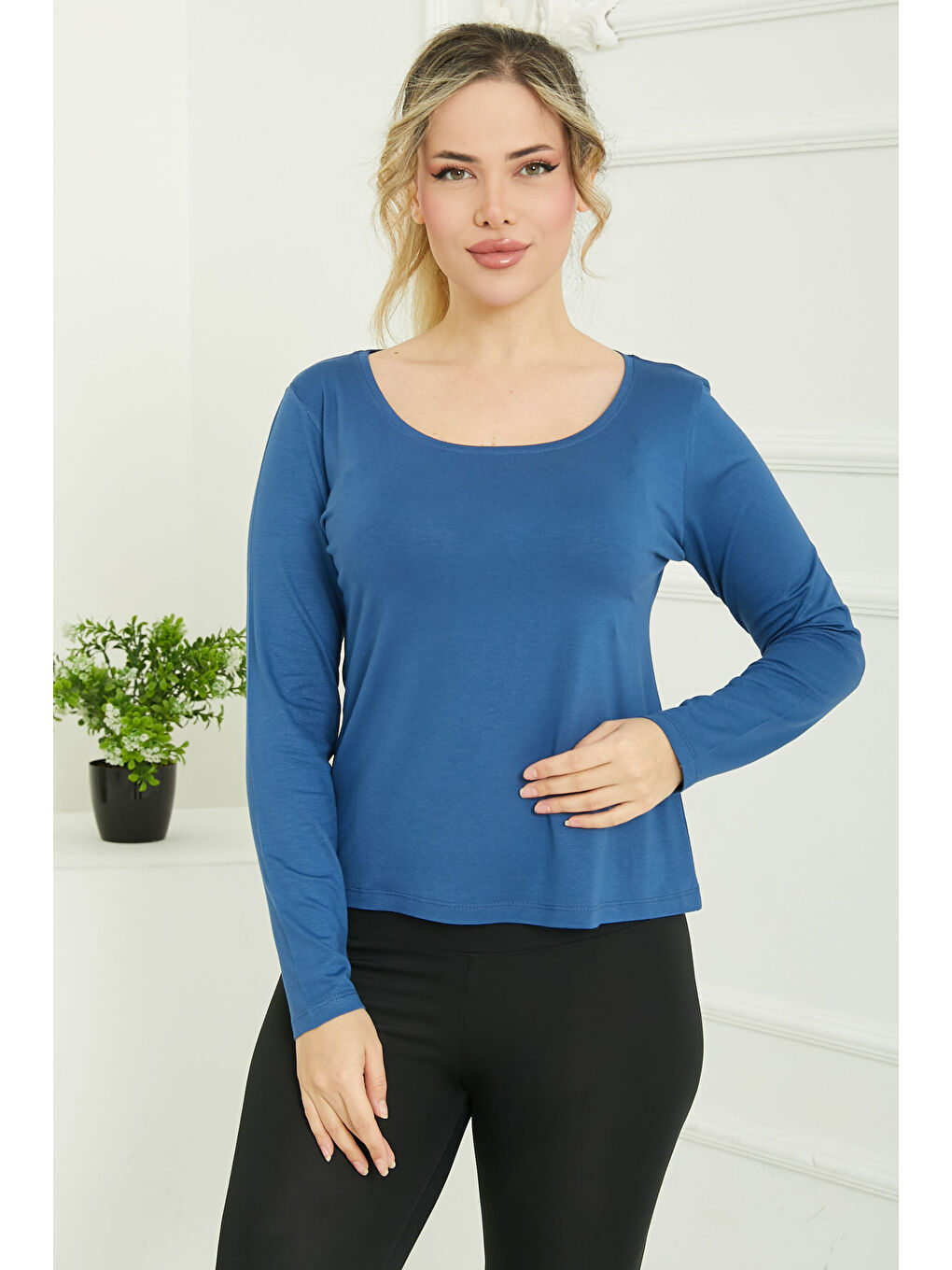 İndigo Kare Yaka Viskon Badi Indigo - 26824-3