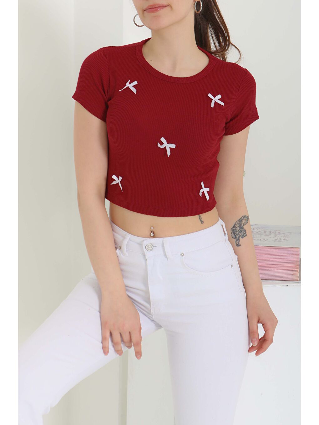 Kurdale Detaylı Bady Bordo - 27142