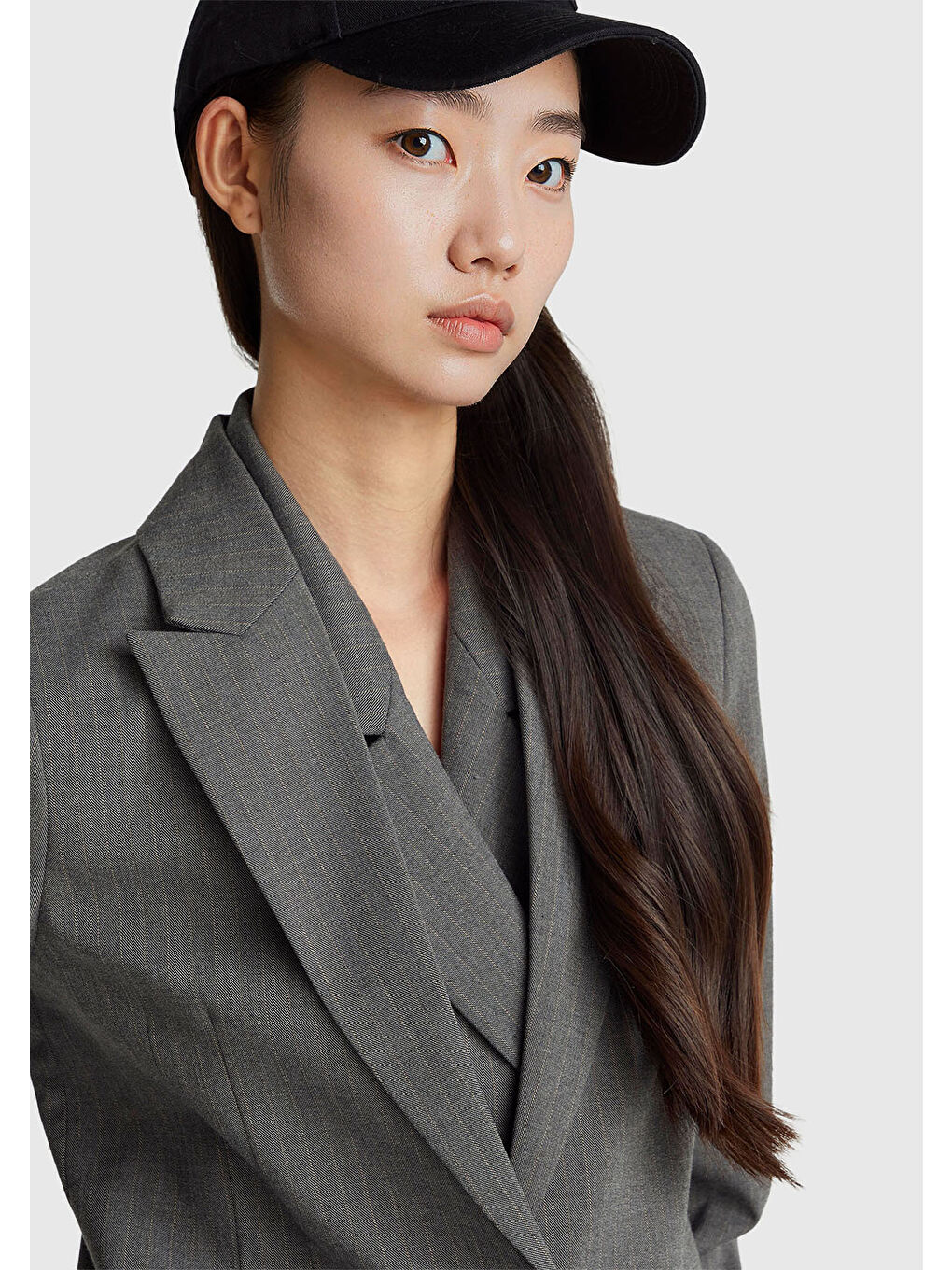 Kahverengi Kadın Taba Viskoz Karışımlı Çizgili Düğmeli Slim Fit Blazer Ceket-5