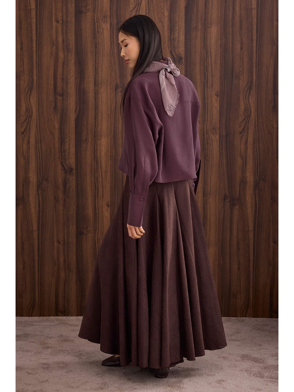 Mavi Çift Cepli Kısa Gömlek Bordo-3