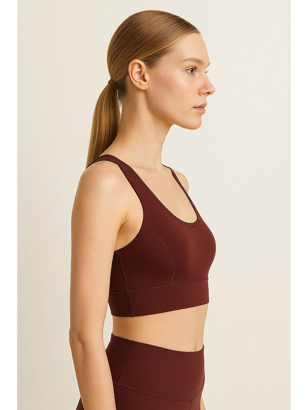 Bordo Kalın Askılı Toparlayıcı Spor Büstiyer-1