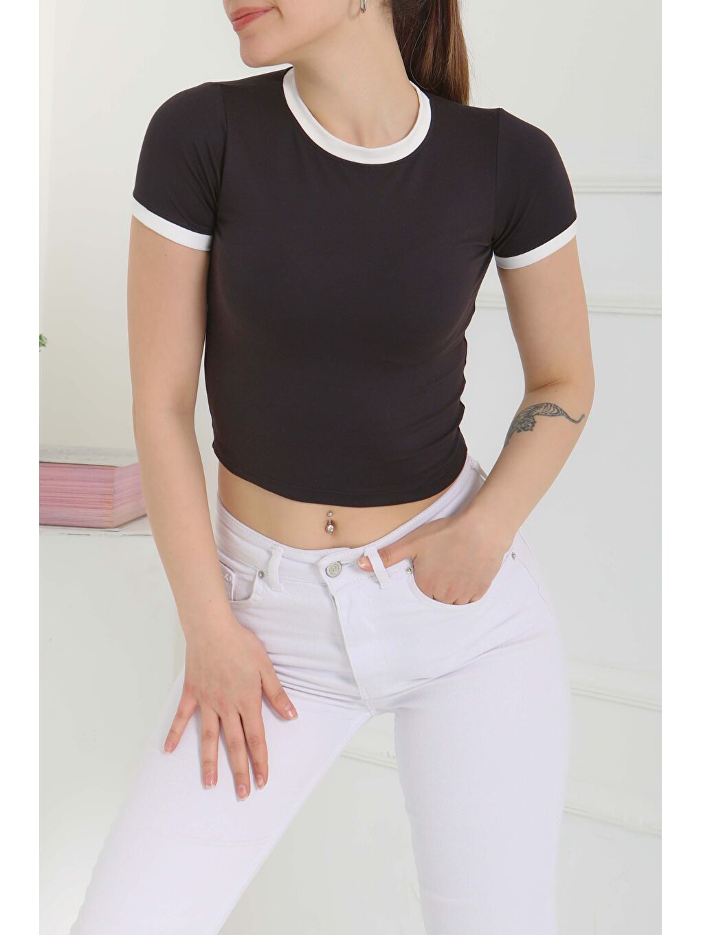 Garnili Crop Siyah - 27116-1