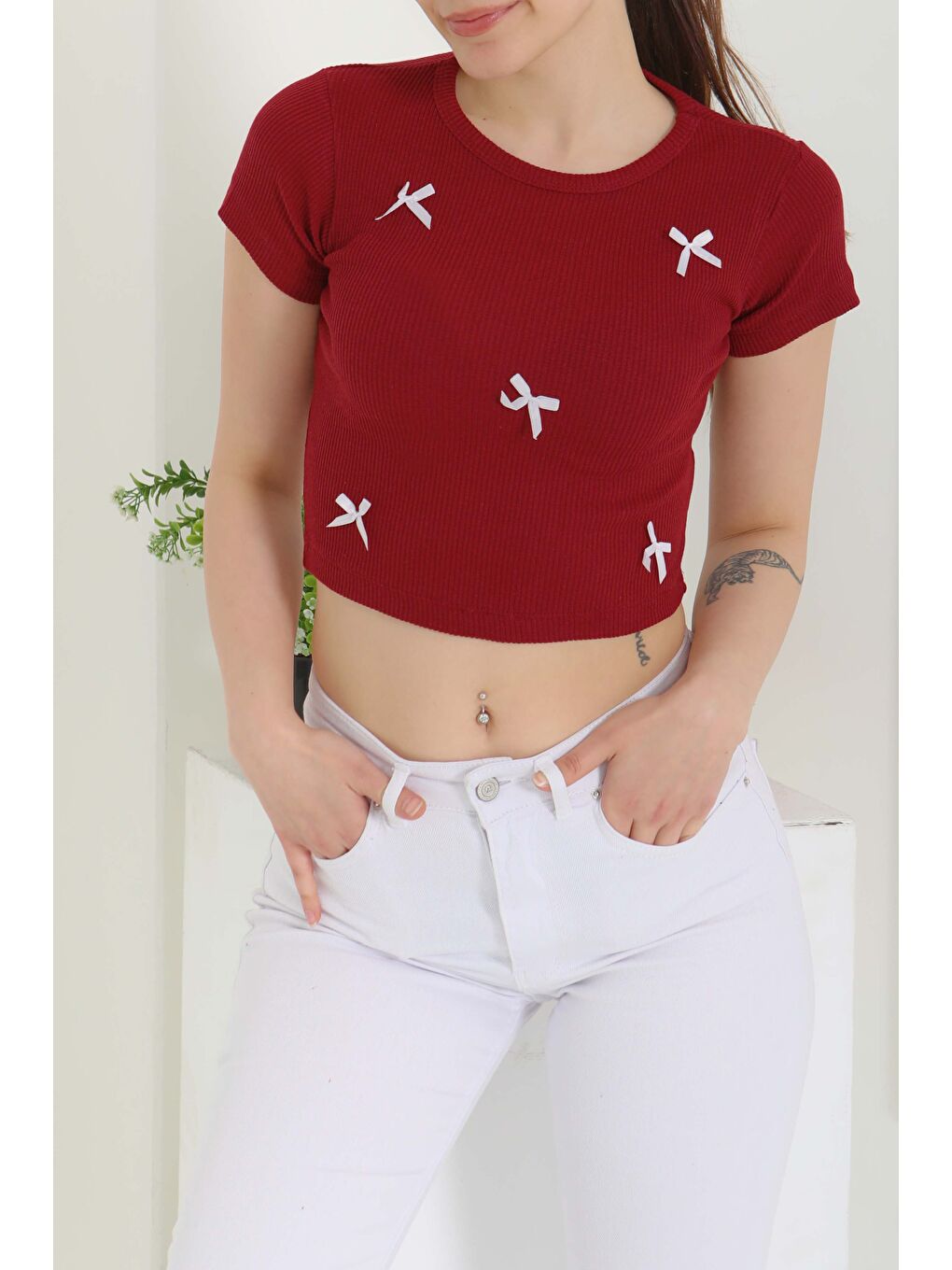 Kurdale Detaylı Bady Bordo - 27142-2