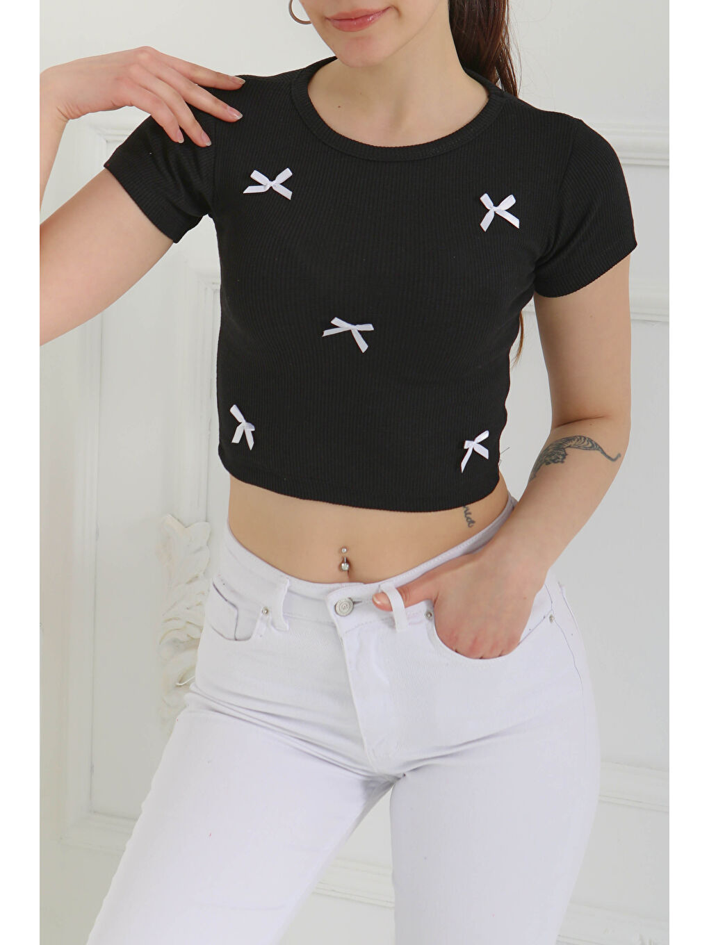 Kurdale Detaylı Bady Siyah - 27142-3