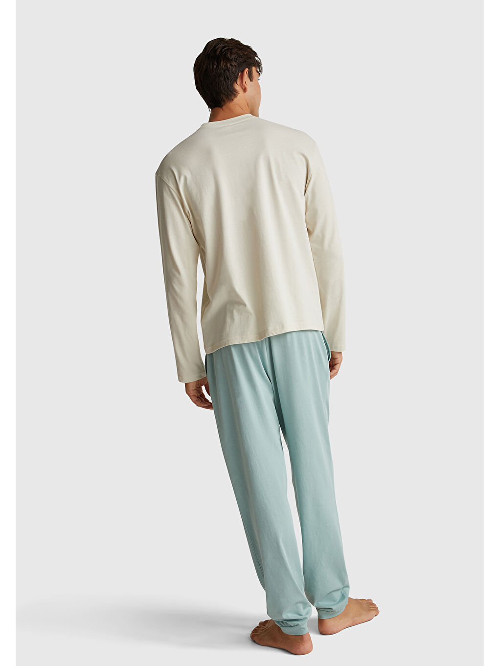 Ekru Erkek Krem %100 Pamuk Disney Baskılı Uzun Kollu T-Shirt-2